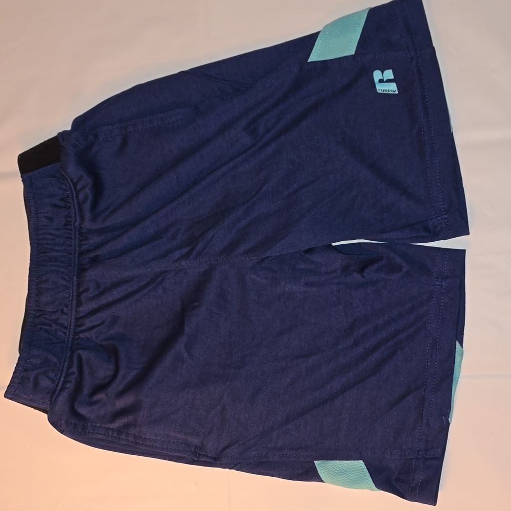 Russell Boys Blue Athletic Shorts with Logo XS 4-5 - Picture 1 of 5